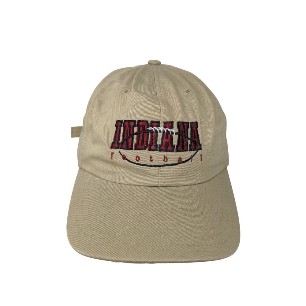Indiana Football Slideback Hat DeLong Size M-L Brown Tan Embroidered
